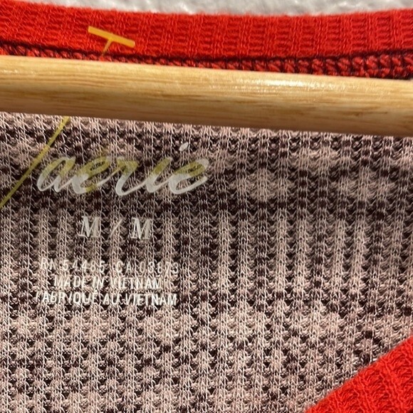 Aerie Burgundy & Red Fair Isle Crew Neck Long Sleeve Thermal Size Medium - Picture 4 of 9